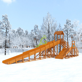 Зимняя деревянная горка igragrad snow fox 12 м с двумя скатами (две лестницы) %Future_395 (фото 1)
